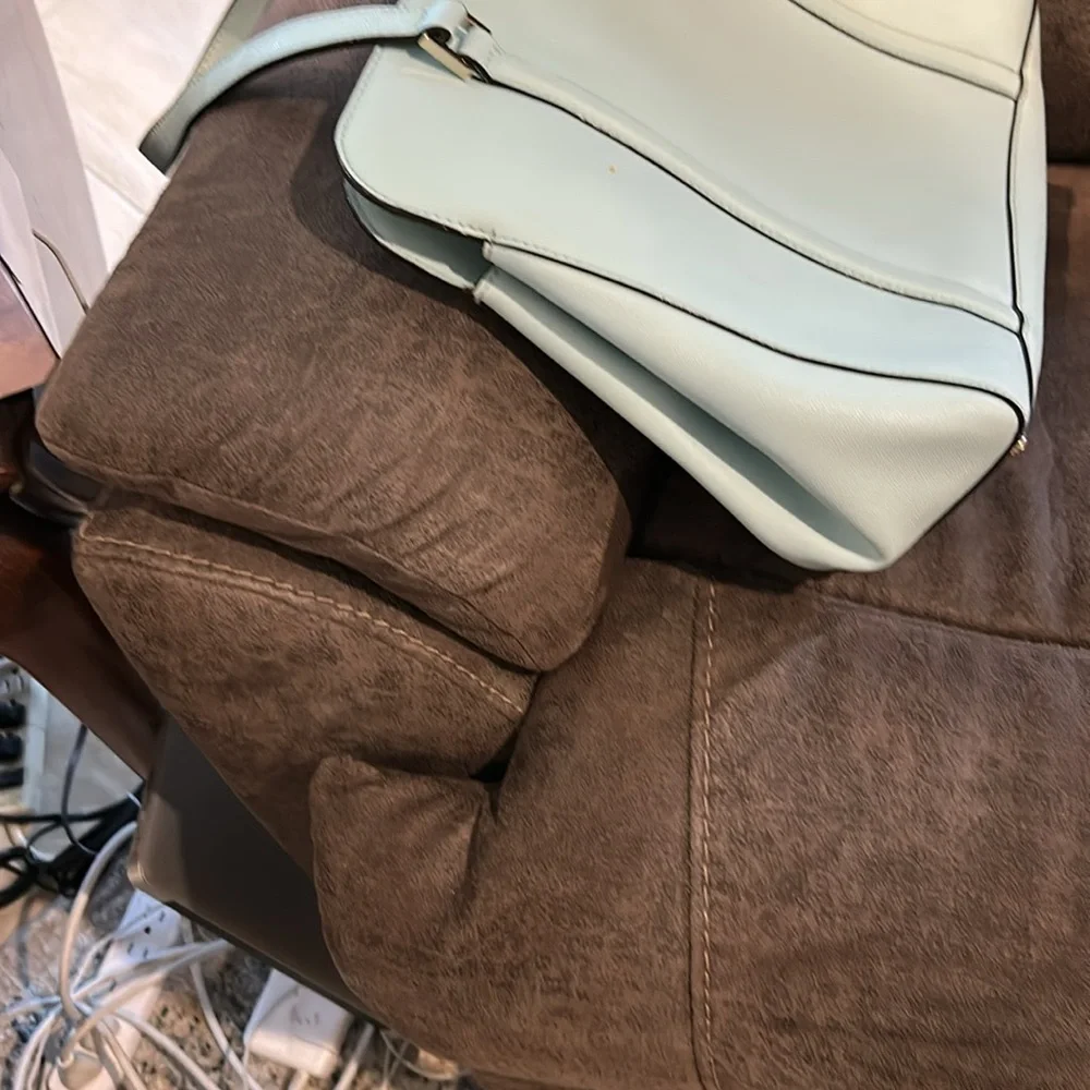 Kate Spade Newberry Lane light aqua shoulder bag three large compartments